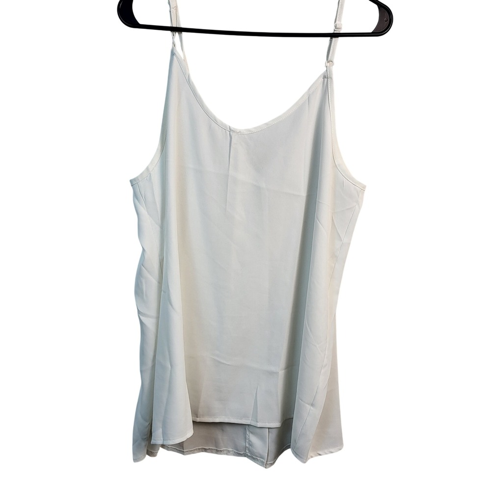 Womens‎ White Cami Tank Top XL Button Front Adjustable Straps Casual Lightweight - Picture 4 of 4